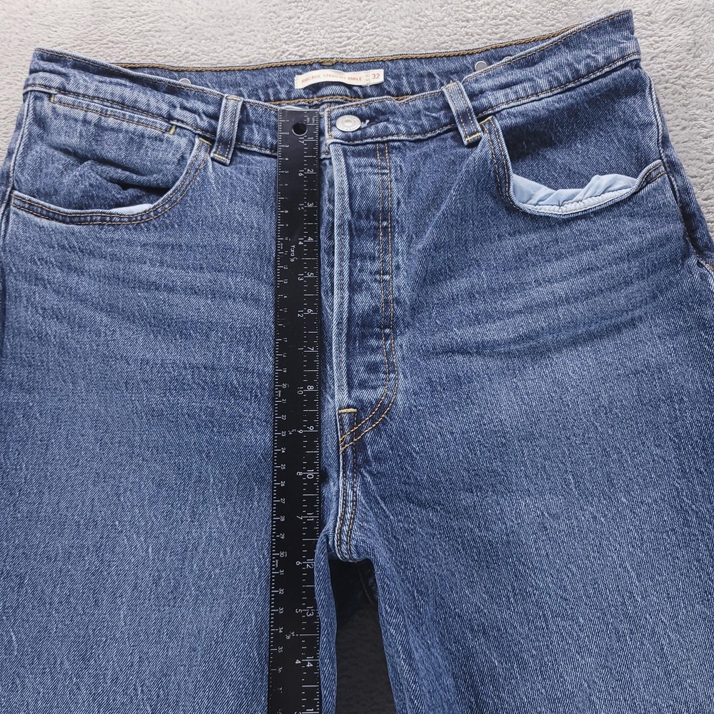 Levis Jeans Womens 32 Blue Ribcage Straight Ankle High Rise Button Fly Stretch - Picture 8 of 11